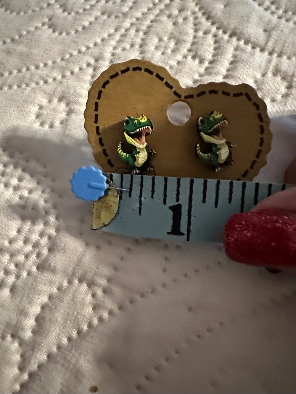 Green Dinosaur Reptile Stud Earrings - Unbranded
